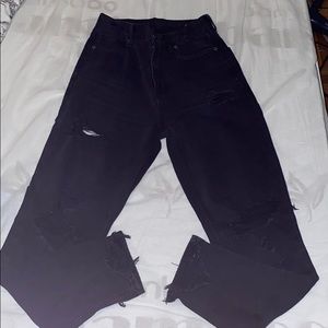 American eagle black distressed mom jeans